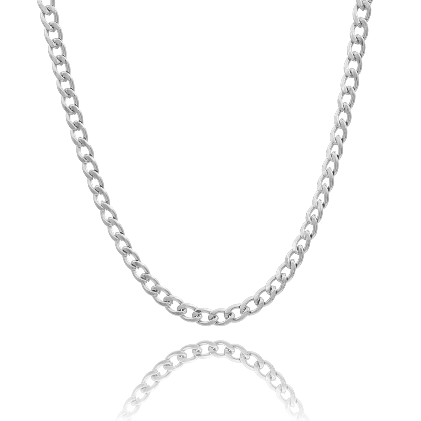 Cadena Collar Cubano De Hombre Mujer Acero Inox Plateado