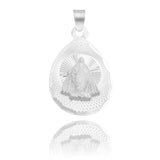 Dije Medalla Oval Diamanta Virgen Milagrosa Plata 925 1.4 Cm