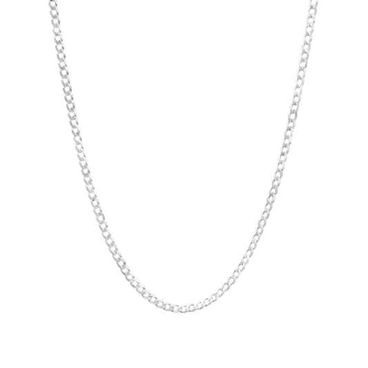 Cadena Cubana Gruesa Plata S925 Hombre Barbado 55cm X 4mm Plateado