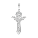 Dije Cruz Santísima Trinidad Con Zirconias En Plata 925 Plateado