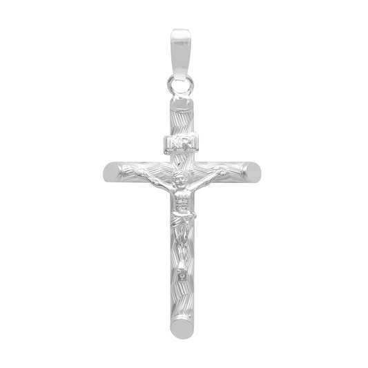 Joyaris Dije Cruz Tubular Cristo Plata 925 Unisex 30mm - Plateado