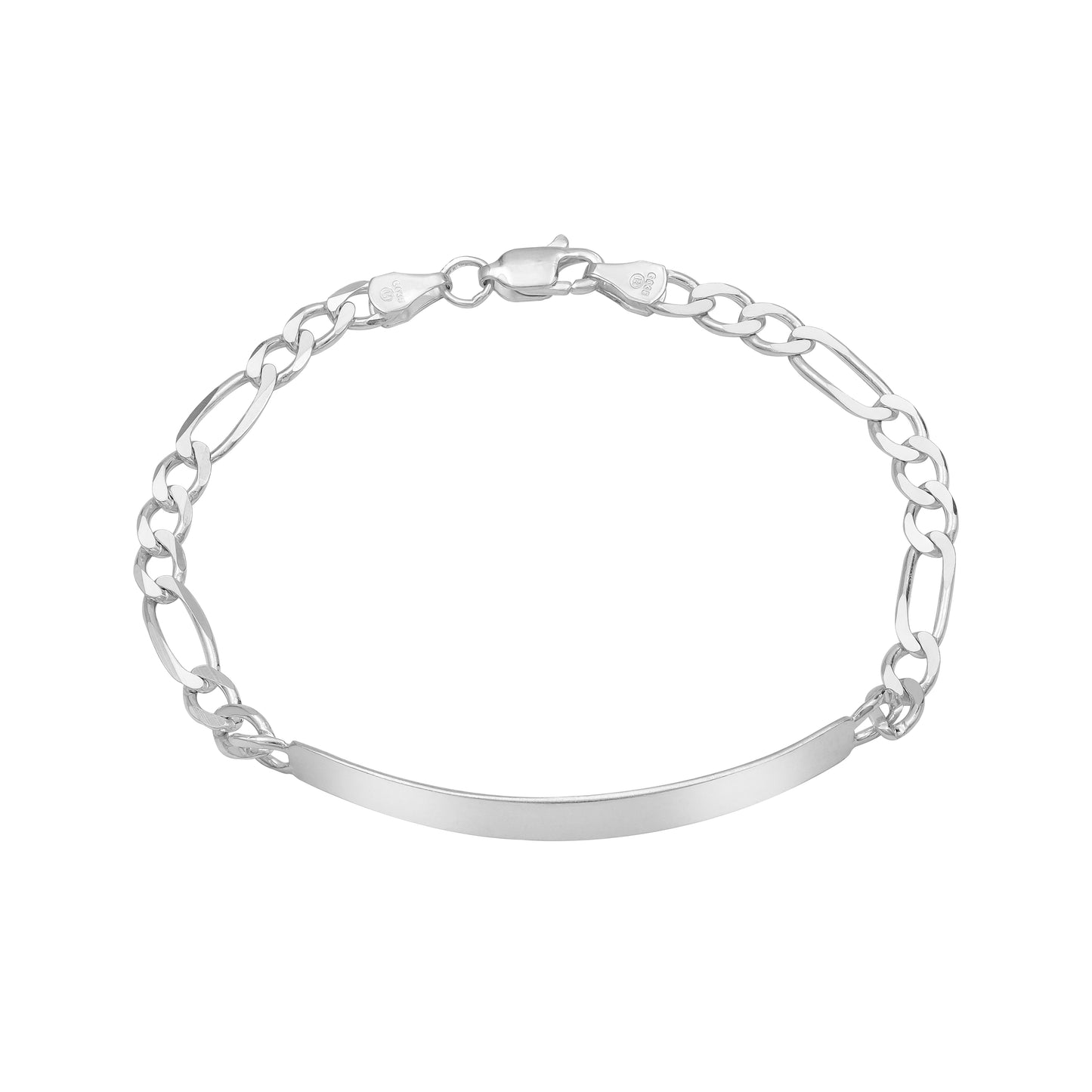 Esclava Hombre Pulsera Fígaro Plata 925 Placa Lisa 6 Mm