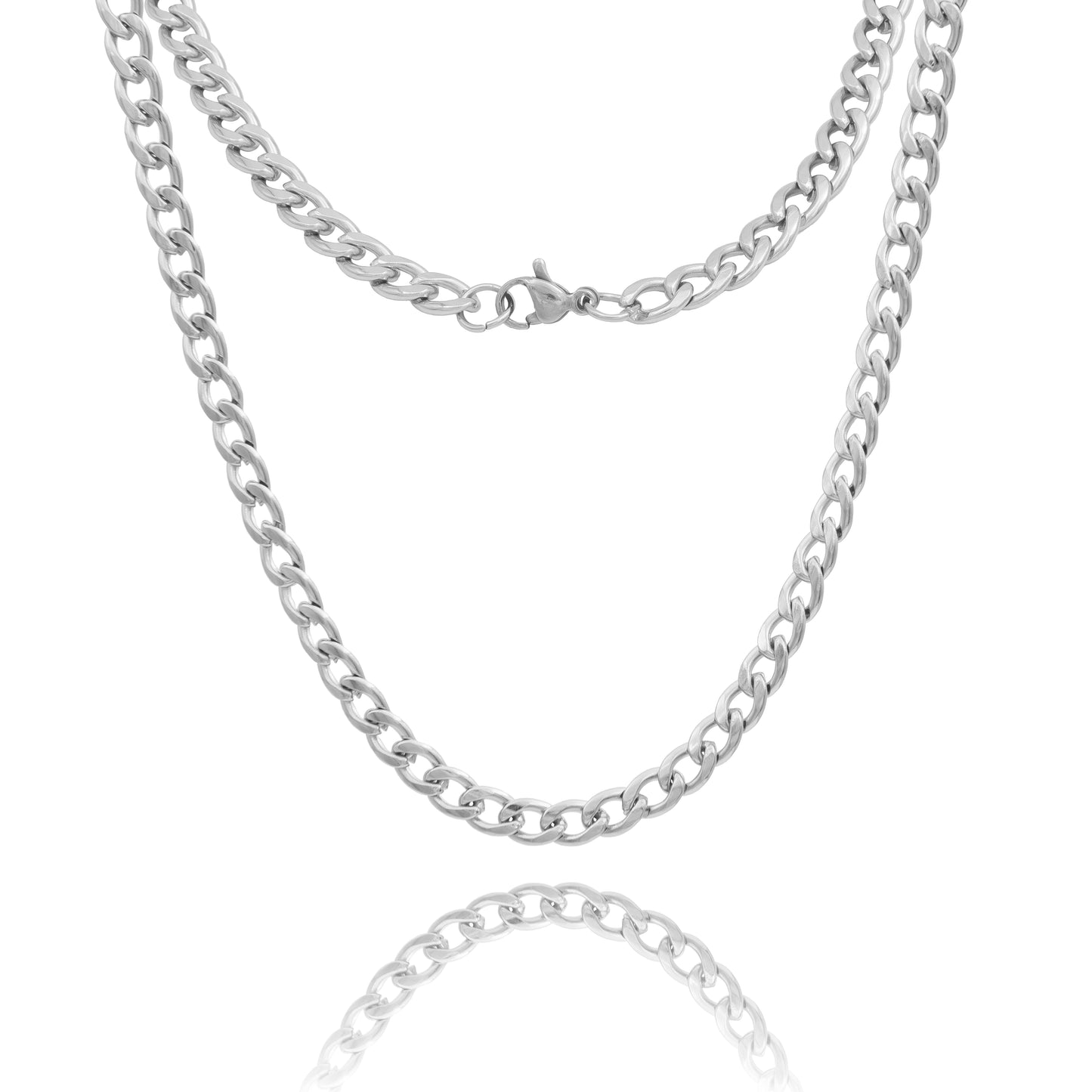 Cadena Collar Cubano De Hombre Mujer Acero Inox Plateado