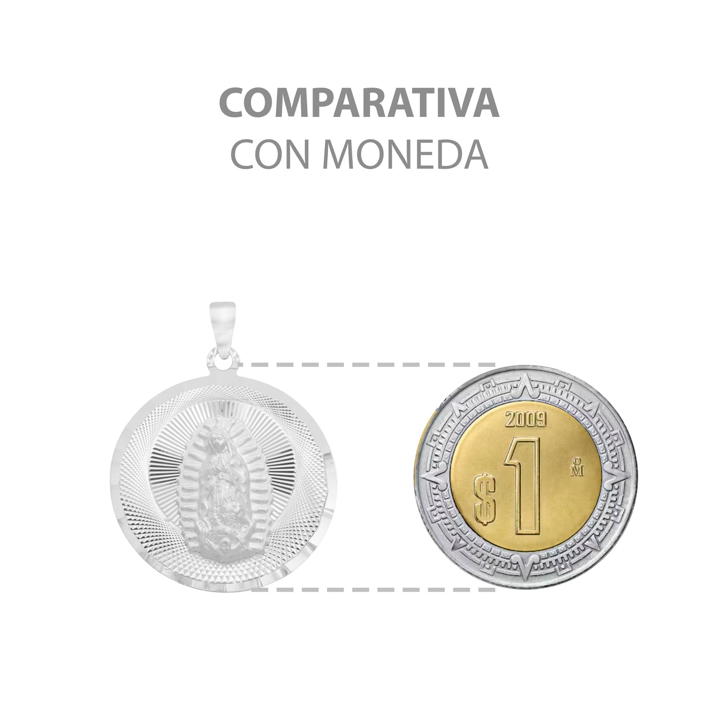 Dije Medalla Diamantada Virgen Guadalupe Plata Ley 925 2 Cm