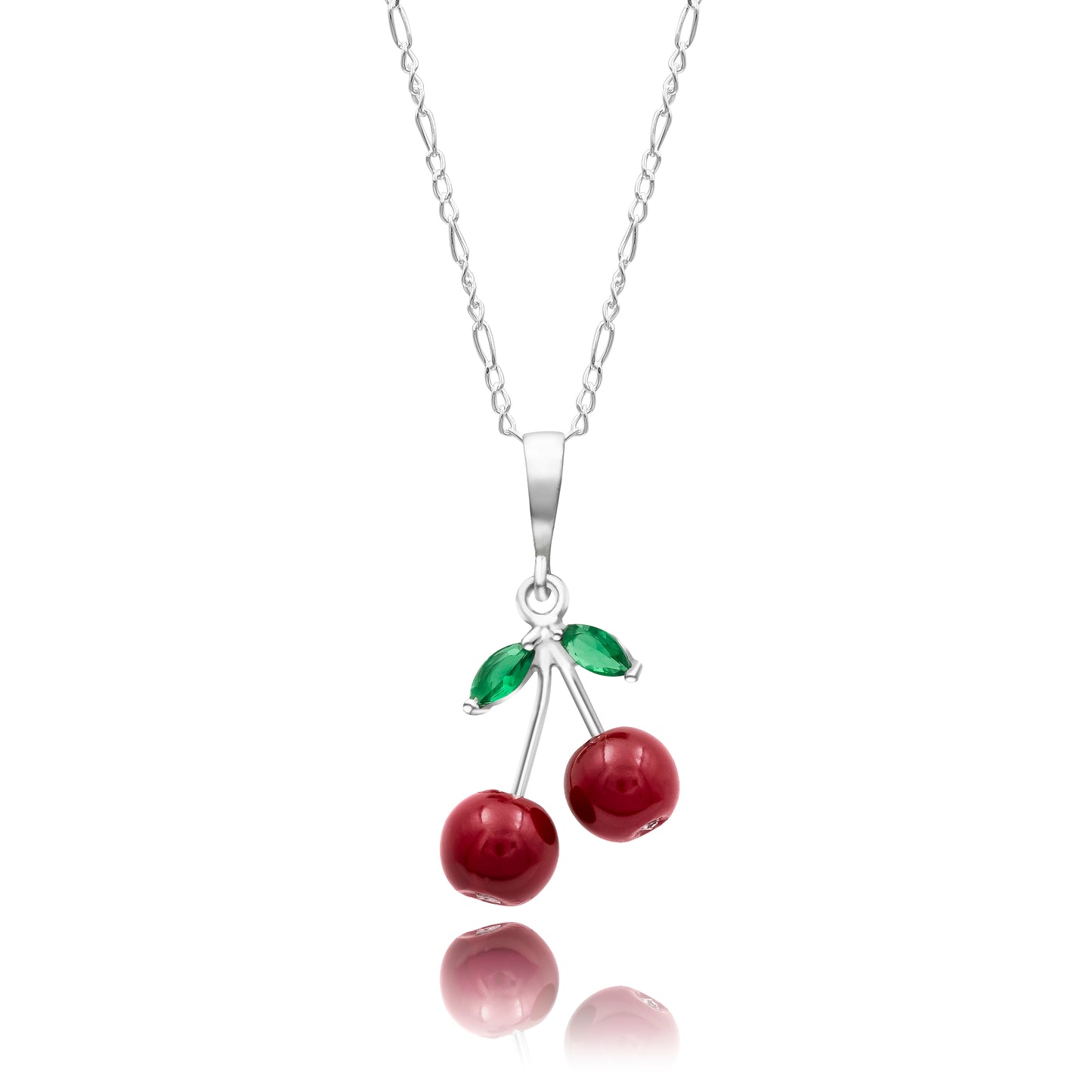 Joyaris Dije Cadena Cereza Plata 925 Mujer Rojo Verde 33mm Plateado