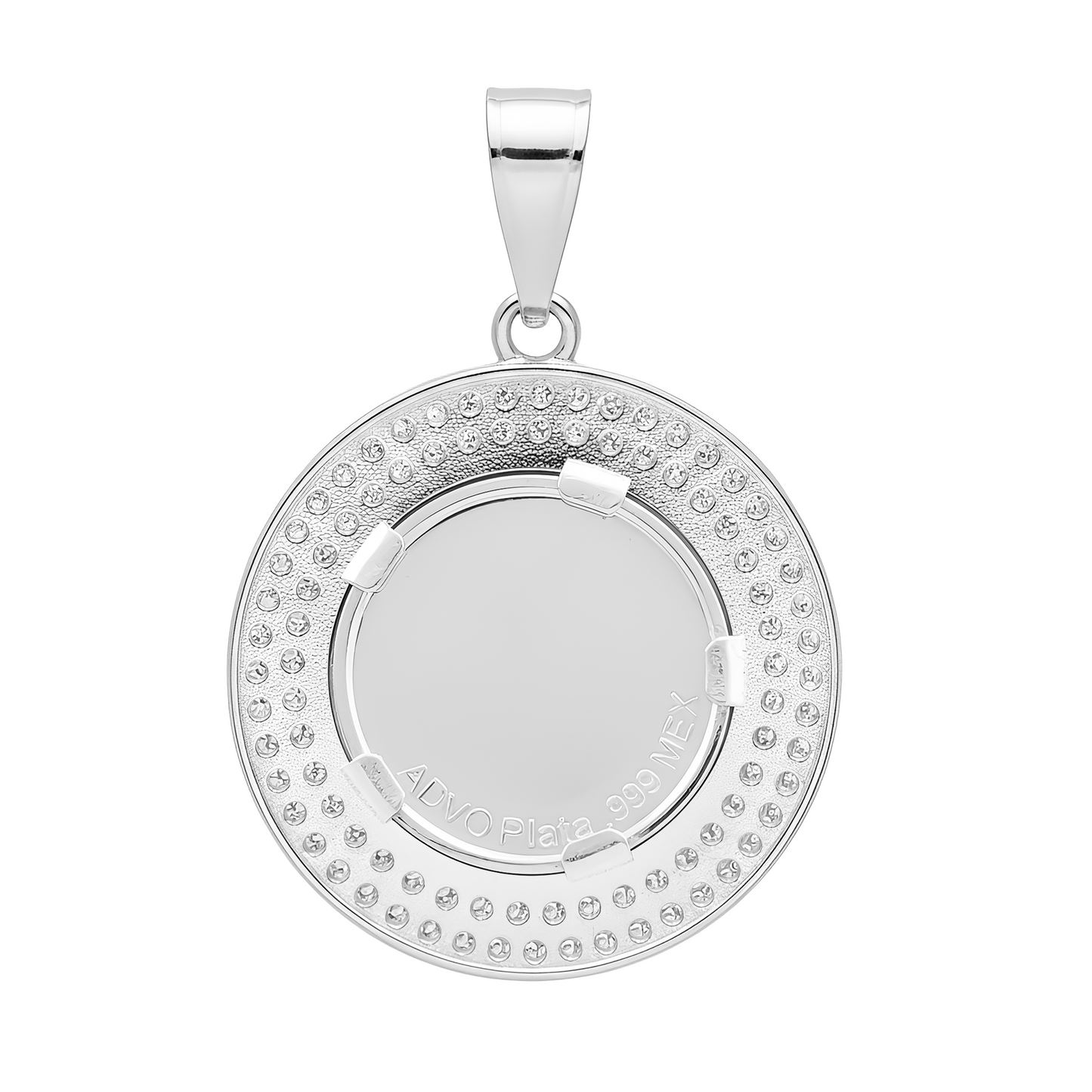 Dije Medalla Virgen Guadalupe Zirconias Doble Plata Pura 999 Plateado