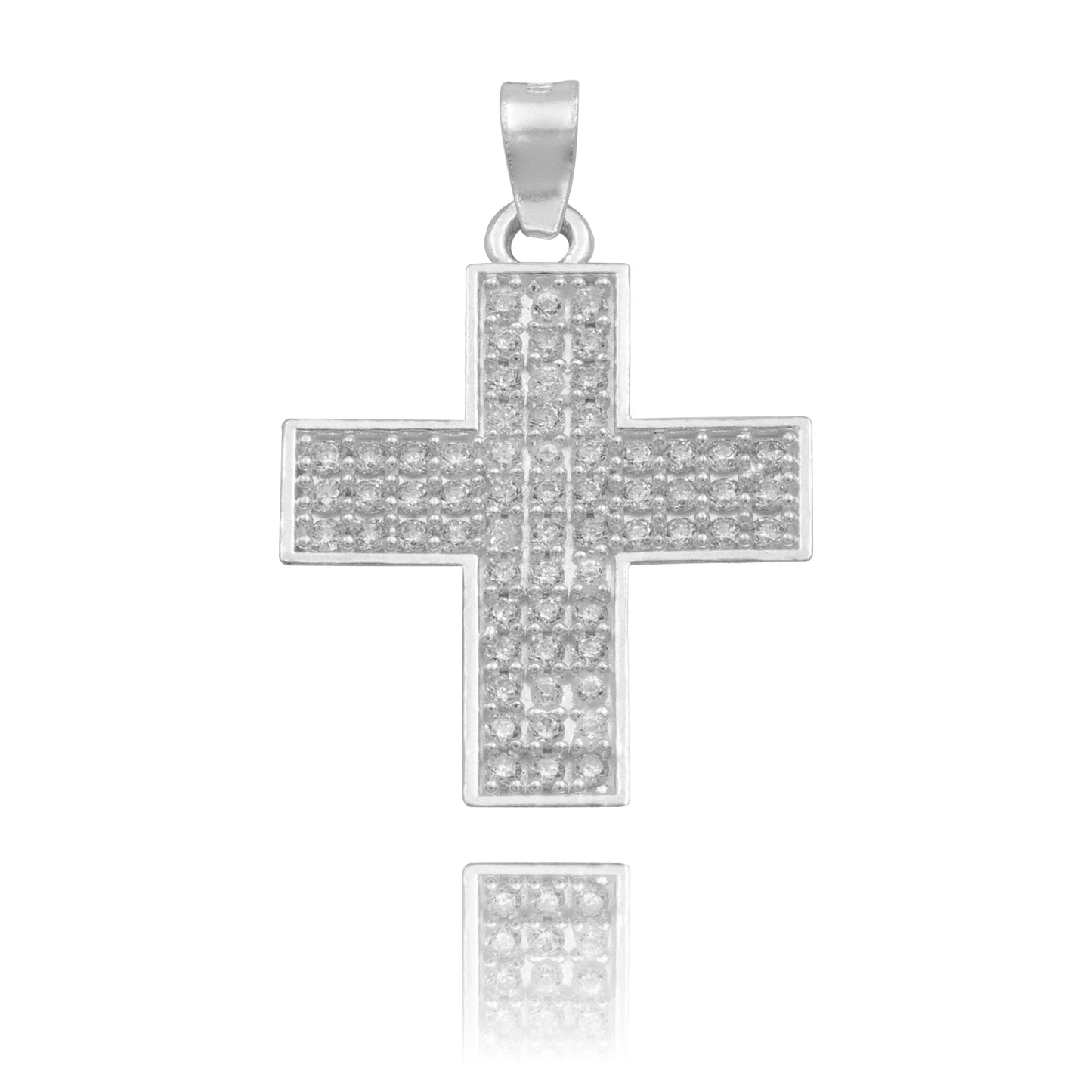 Dije Cruz Simetrica Zirconias Unisex Plata 925 2.9 Cm