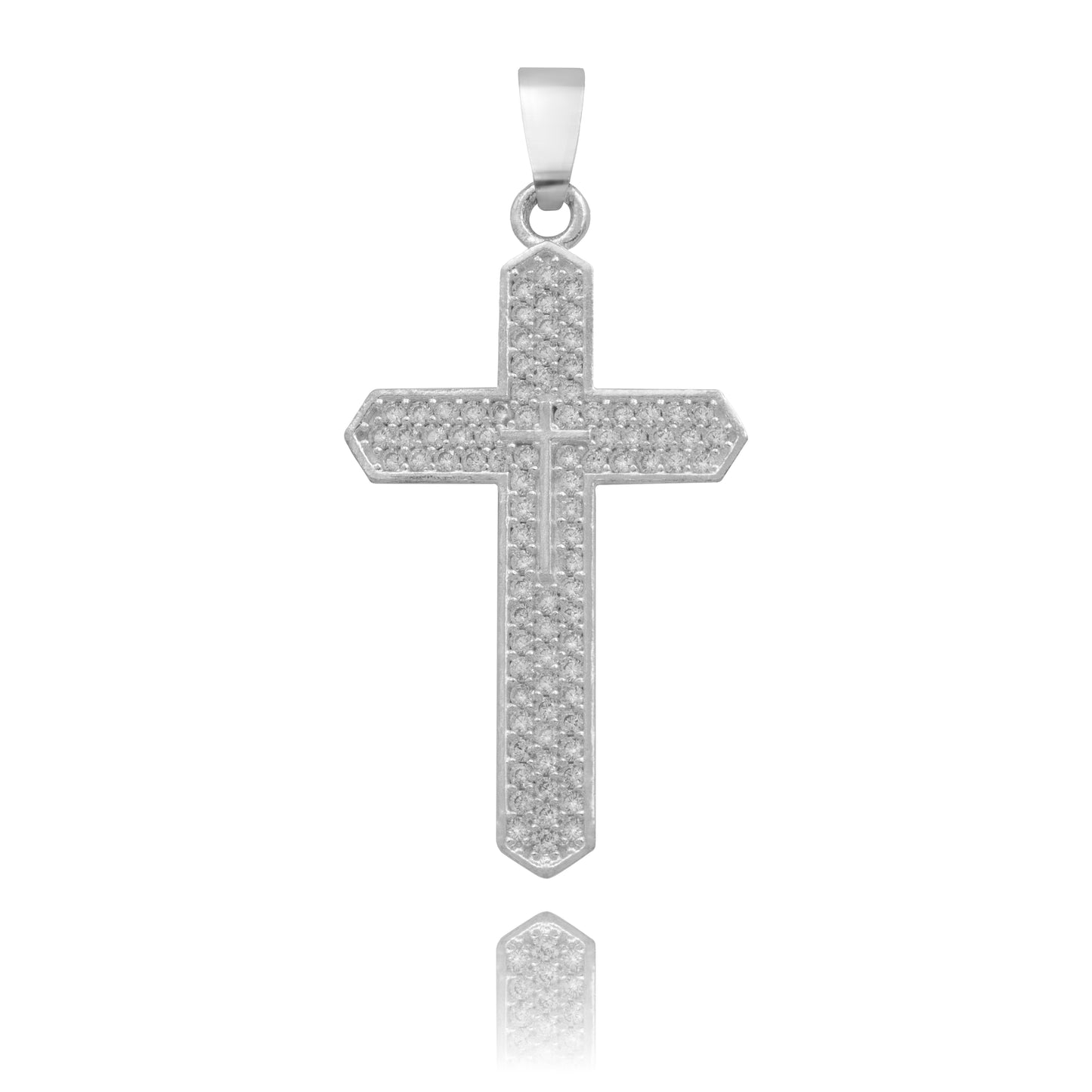 Dije Cruz Puntas Zirconias Hombre Regalo Plata 925 3.9 Cm