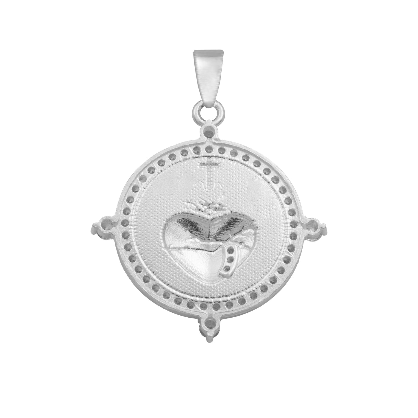 Dije Sagrado Corazón Jesus Cruz Zirconias Unisex Plata 925