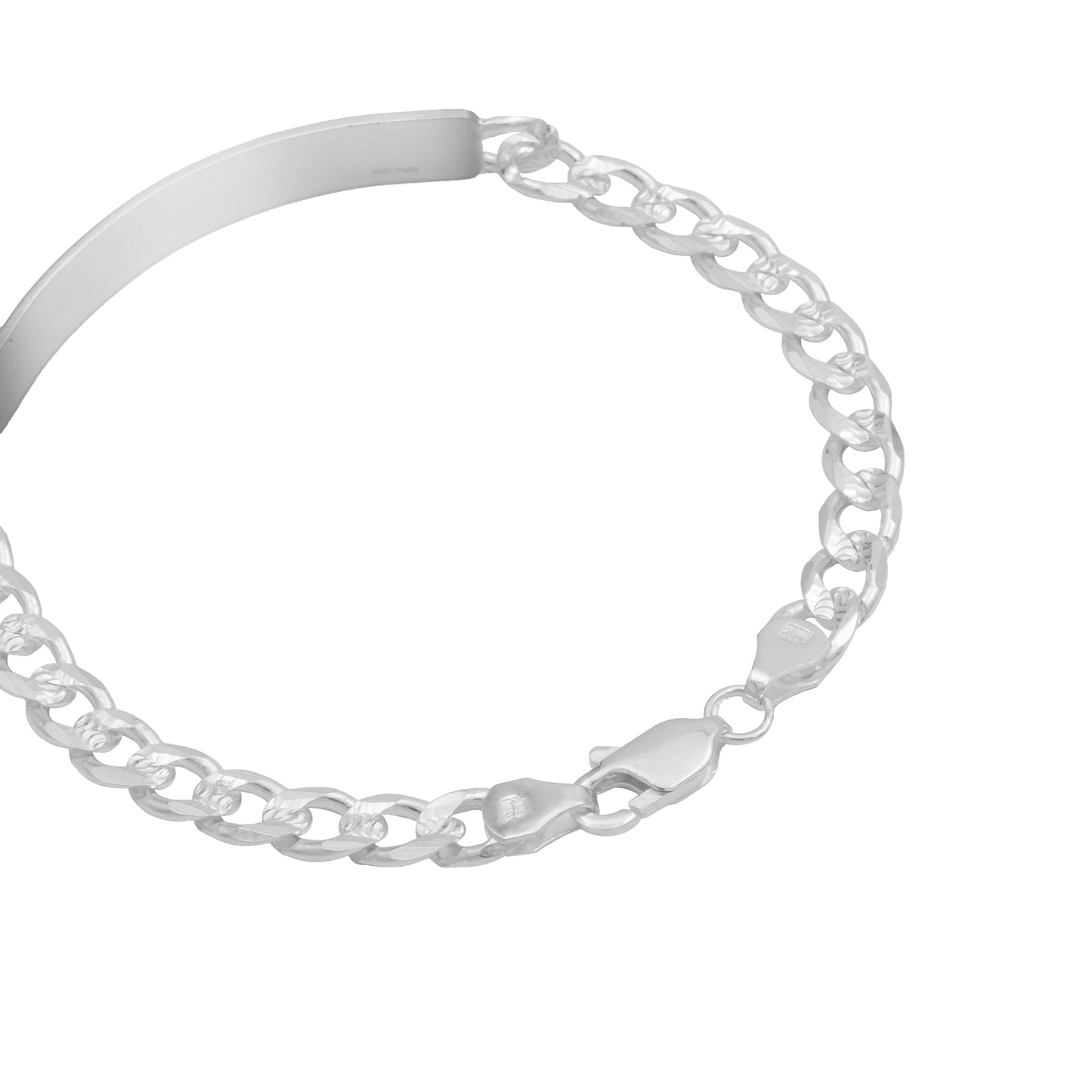 Esclava Placa Gruesa Cubana Diamantada Hombre Plata 925 6 Mm