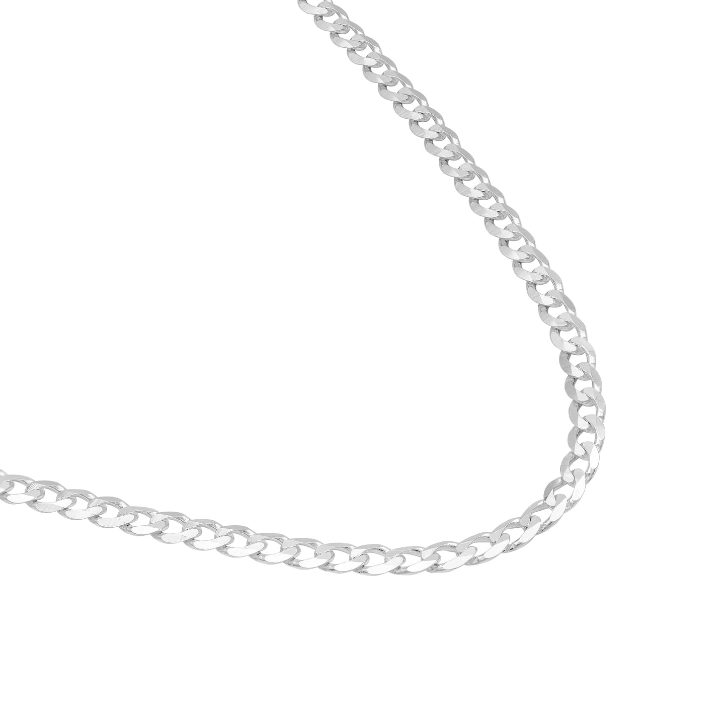 Cadena Cubana Gruesa Plata S925 Hombre Barbado 55cm X 4mm Plateado