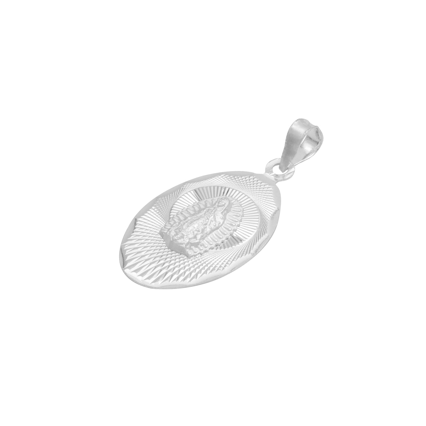 Dije Ovalada Diamantada Virgen Guadalupe Plata 925 1.7 Cm