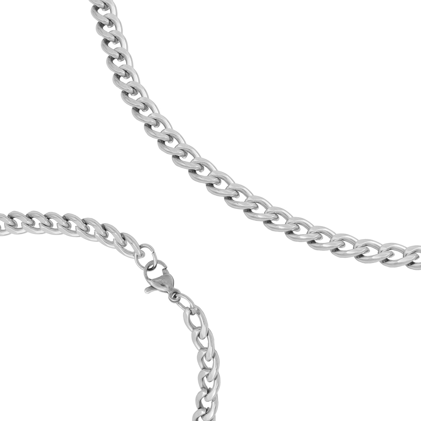 Cadena Collar Cubano De Hombre Mujer Acero Inox Plateado