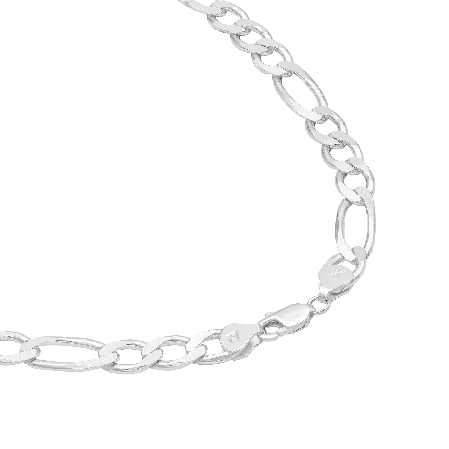 Cadena Gruesa De Plata 925 Hombre Fígaro 3x1 60 Cm X 8 Mm