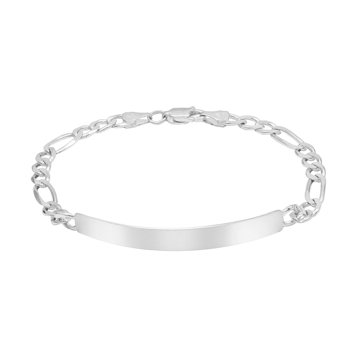 Esclava Hombre Pulsera Fígaro Plata 925 Placa Lisa 6 Mm