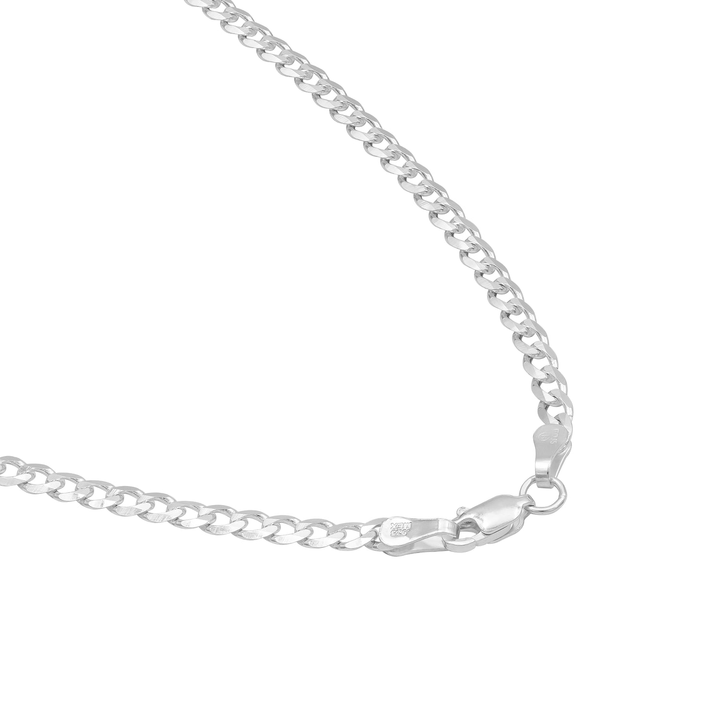 Cadena Cubana Gruesa Plata S925 Hombre Barbado 55cm X 4mm Plateado