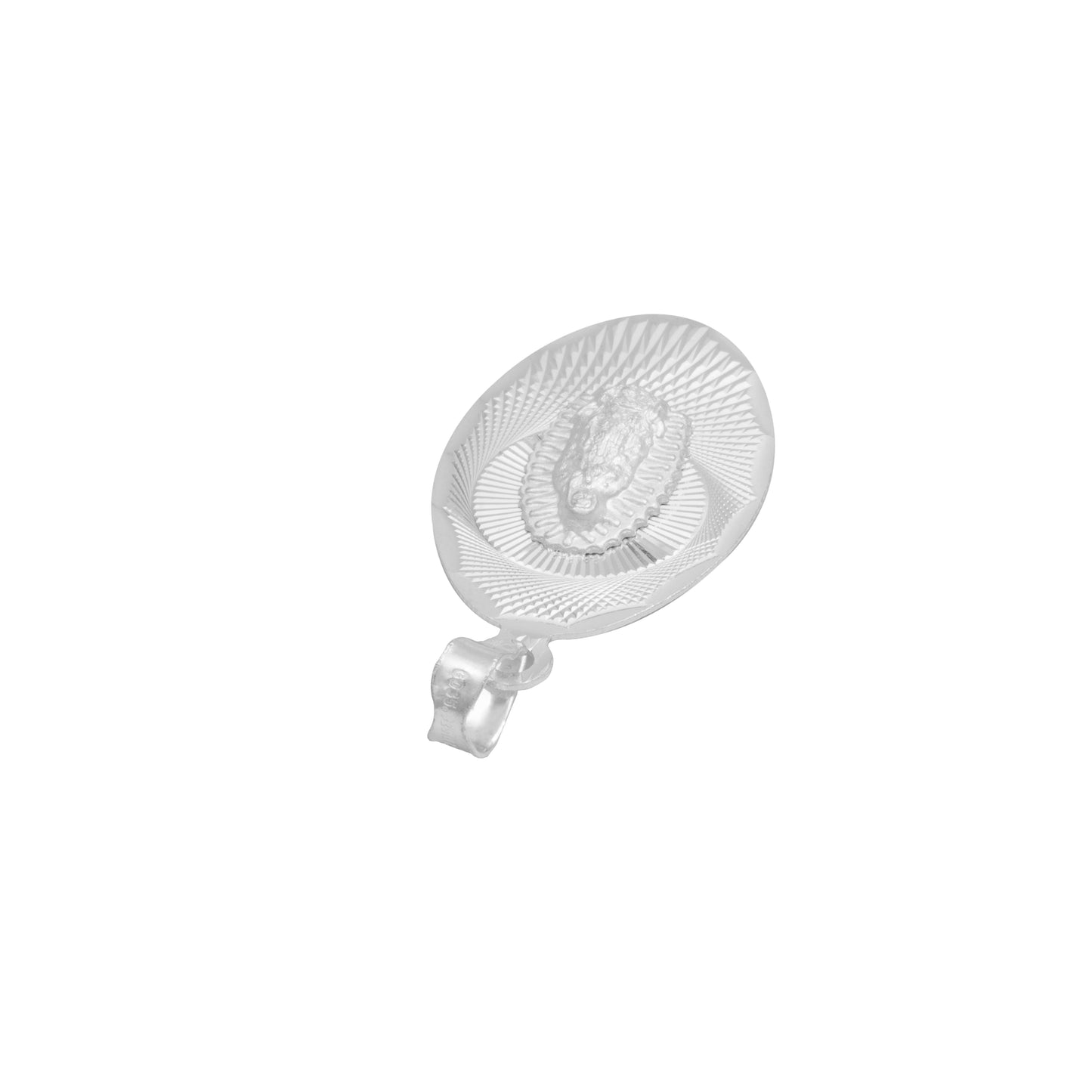 Dije Ovalada Diamantada Virgen Guadalupe Plata 925 1.7 Cm