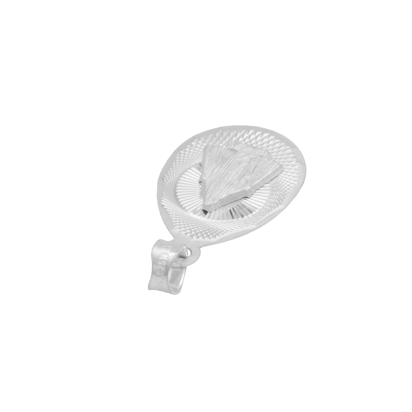 Dije Medalla Oval Diamanta Virgen Milagrosa Plata 925 1.4 Cm
