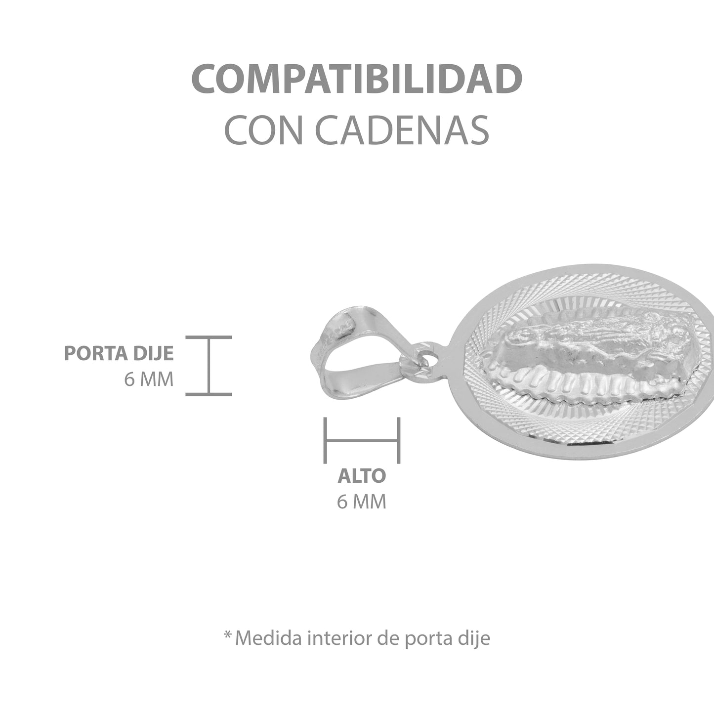 Dije Medalla Diamantada Virgen Guadalupe Plata Ley 925 2 Cm