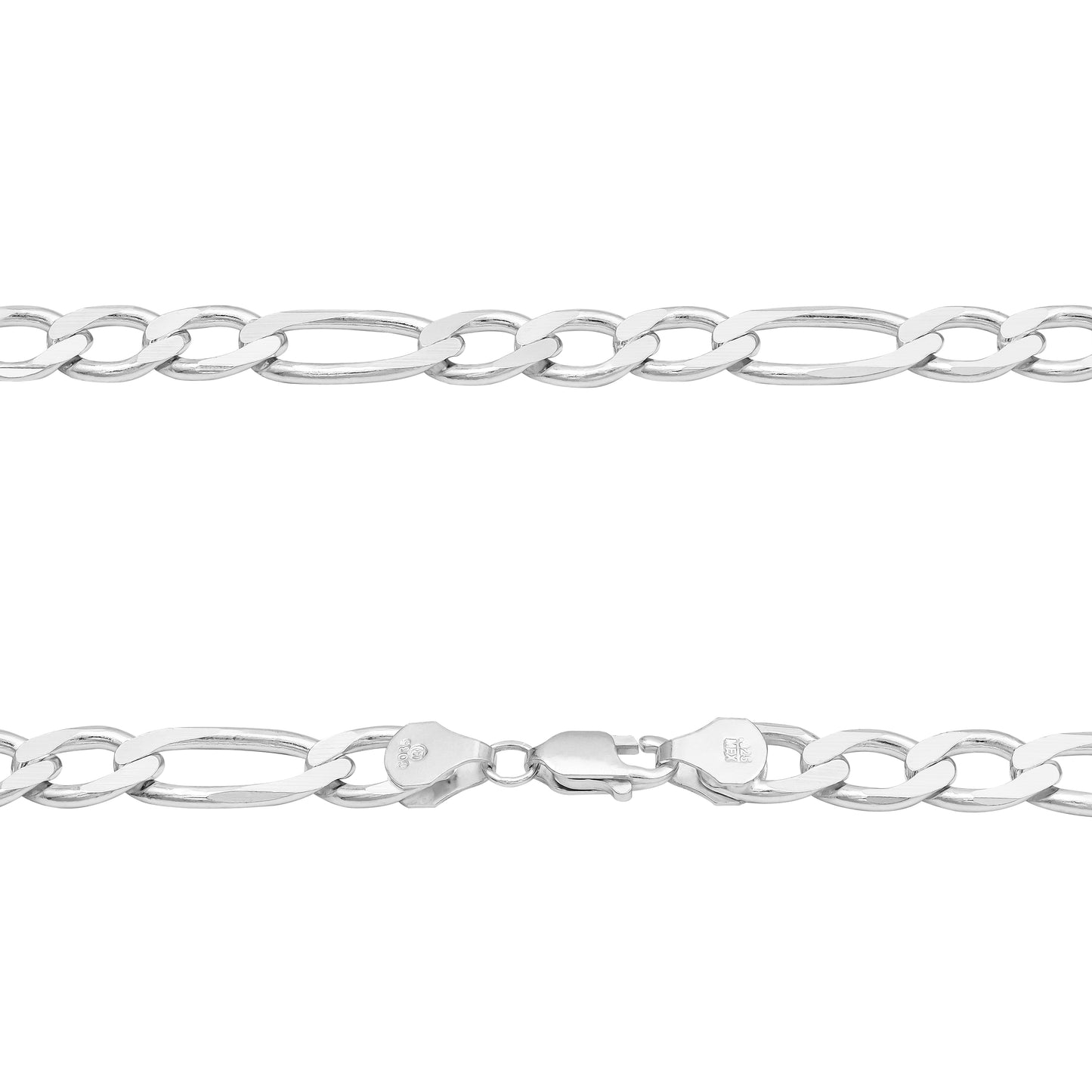 Cadena Gruesa De Plata 925 Hombre Fígaro 3x1 60 Cm X 8 Mm