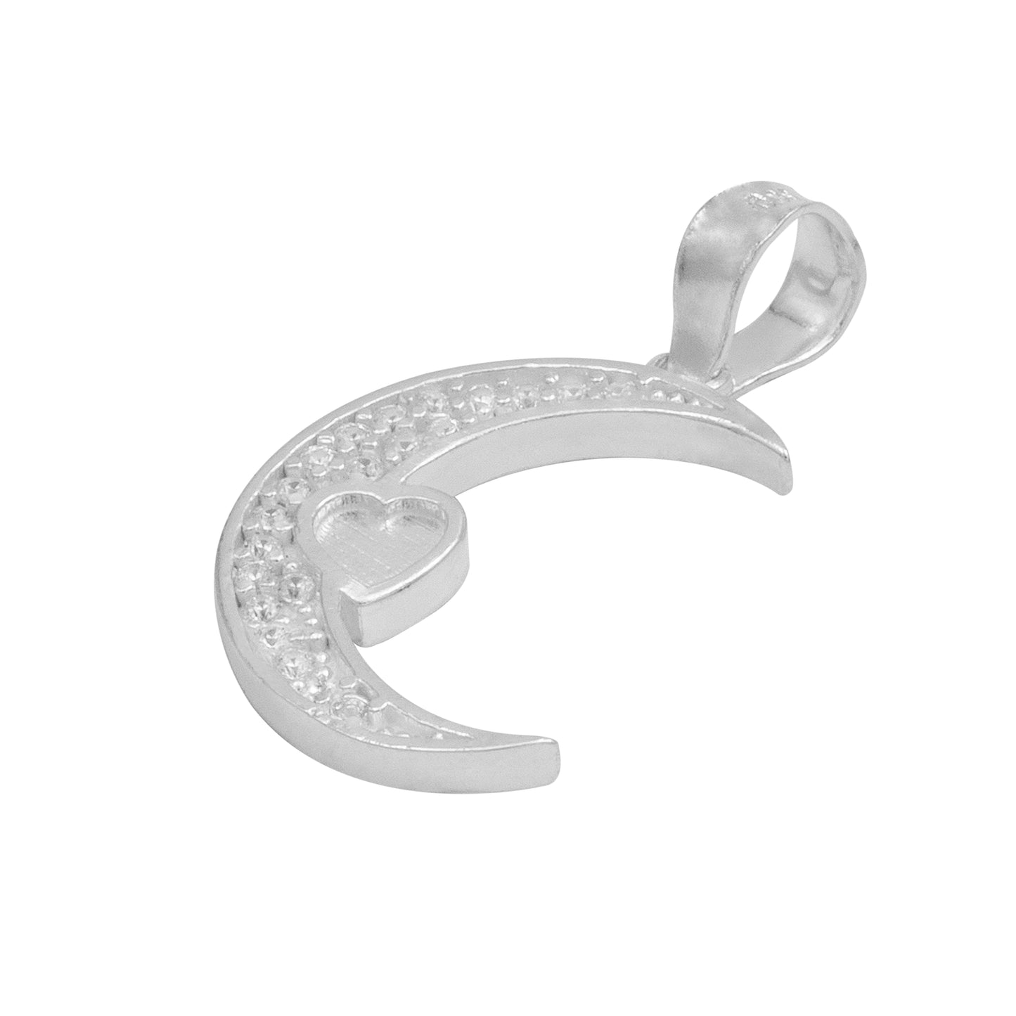 Dije Luna Corazón Zirconias Amor Regalo Mujer Plata 925