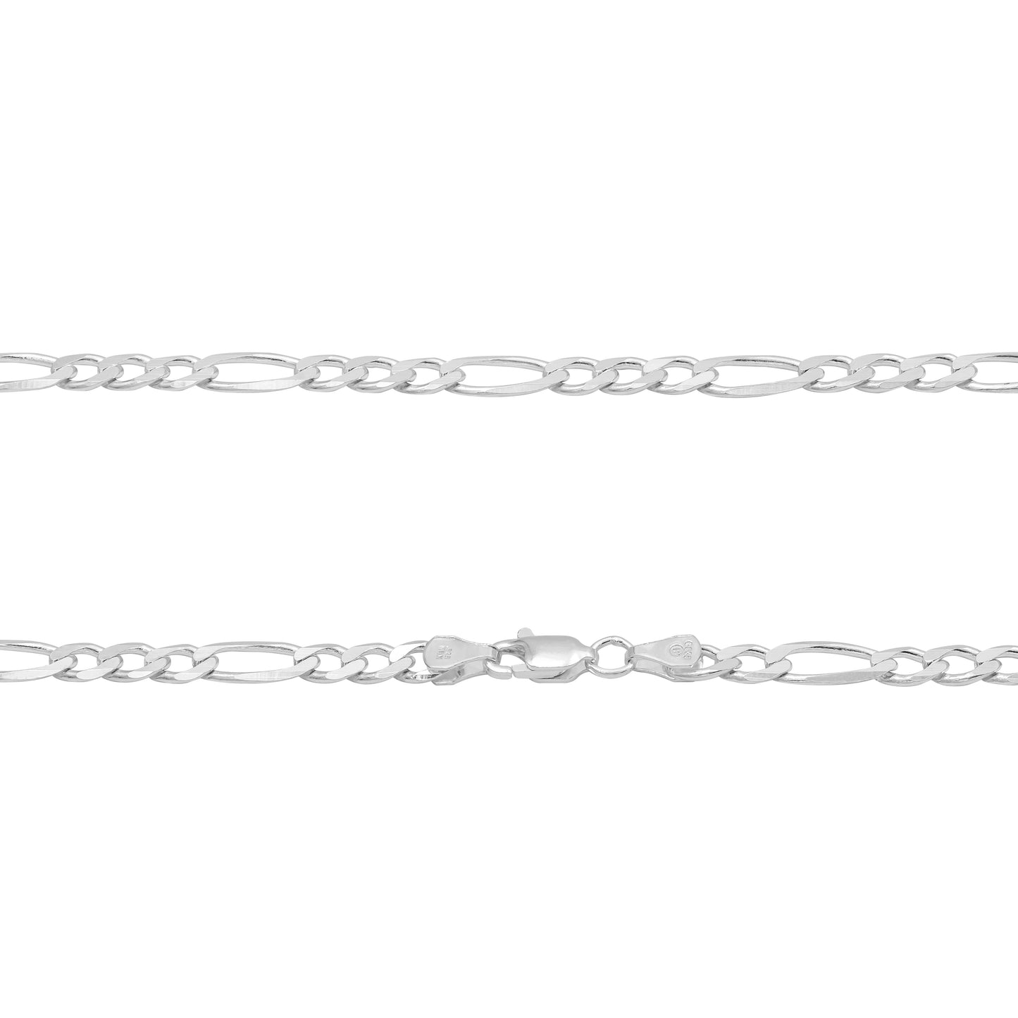 Cadena Gruesa Fígaro 3x1 Hombre Plata 925 65 Cm X 5 Mm Plateado