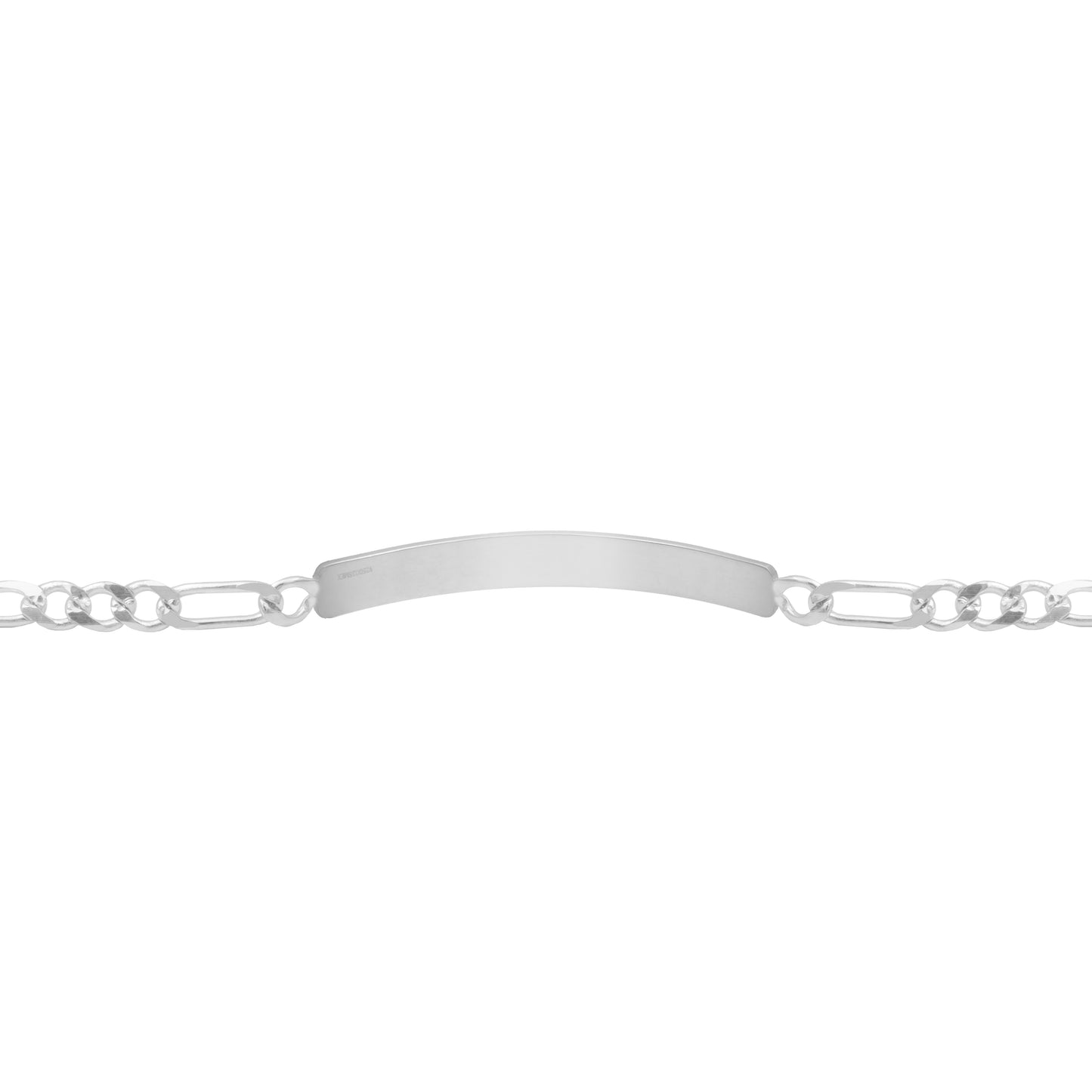 Esclava Placa Gruesa Figaro Diamantada Hombre Plata 925 5 Mm