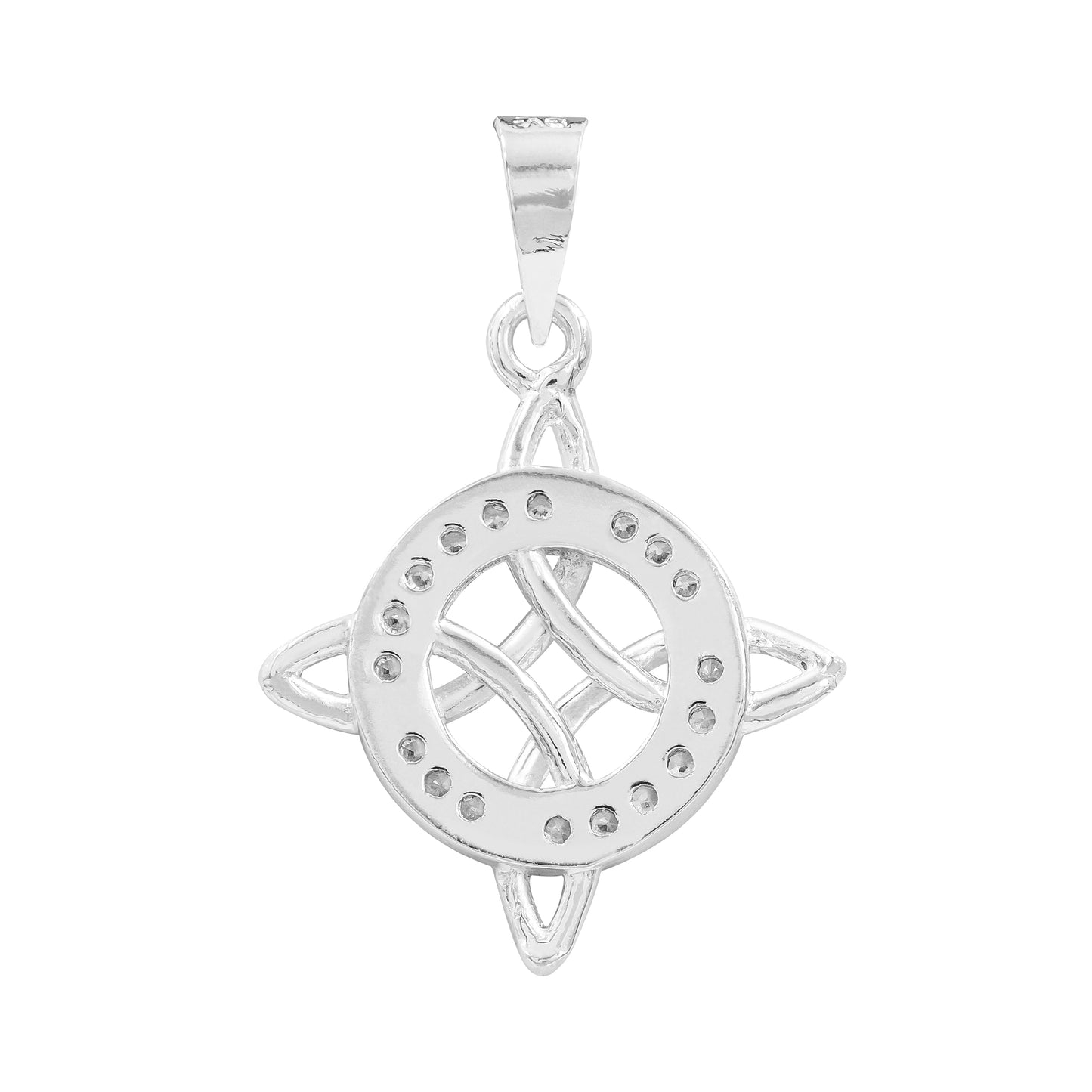 Dijes Nudo De Bruja Con Zirconia Plata S925+cadena Plata 925