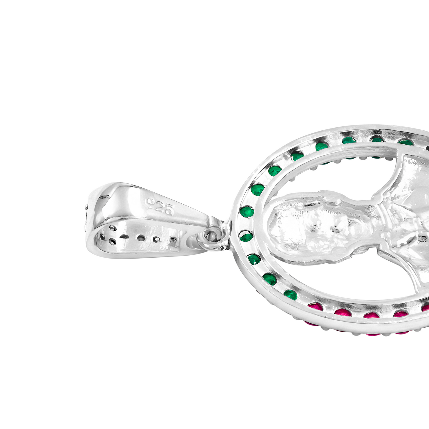 Dije Malverde Zirconias Tricolor México Patria Plata 925 Tricolor