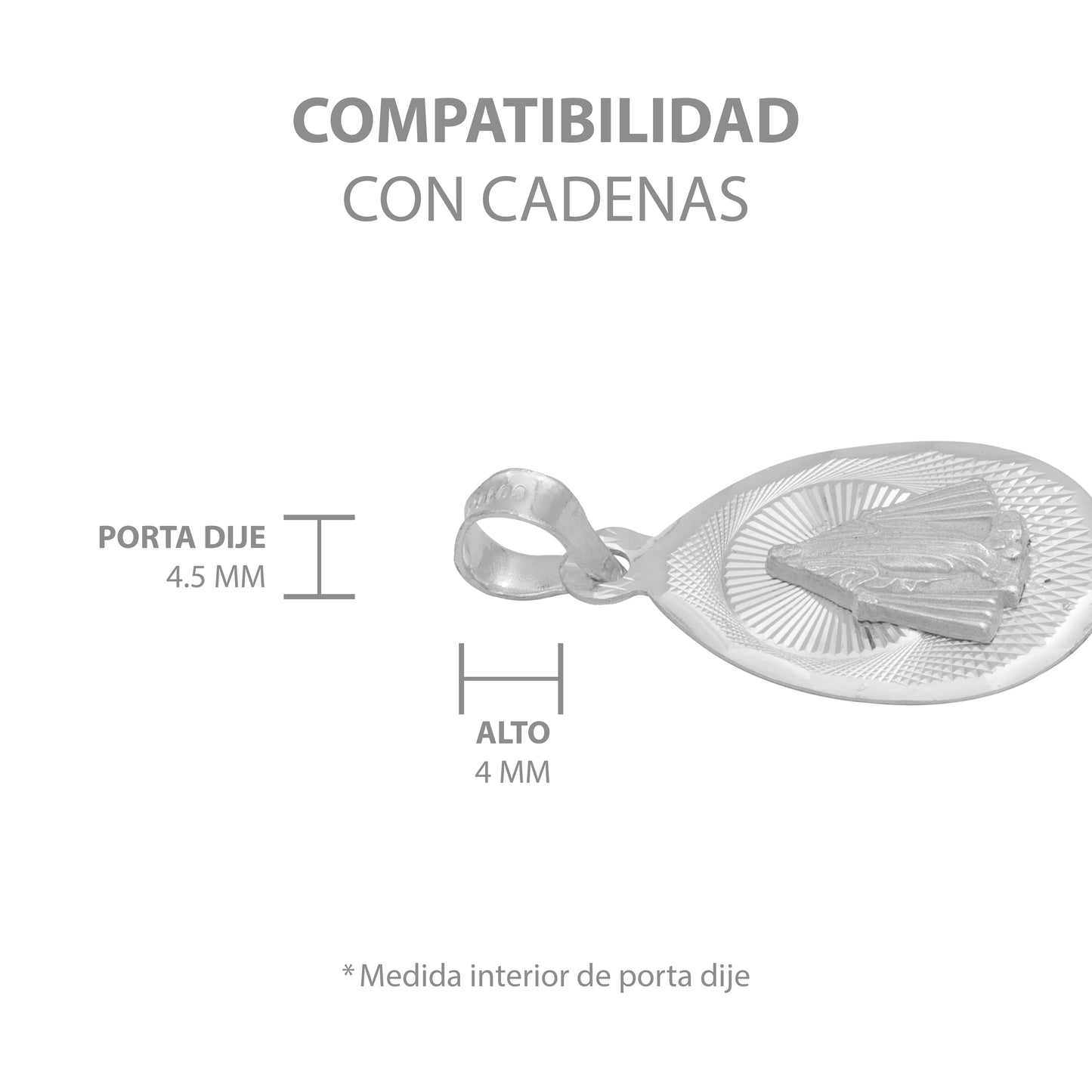 Dije Medalla Oval Diamanta Virgen Milagrosa Plata 925 1.4 Cm