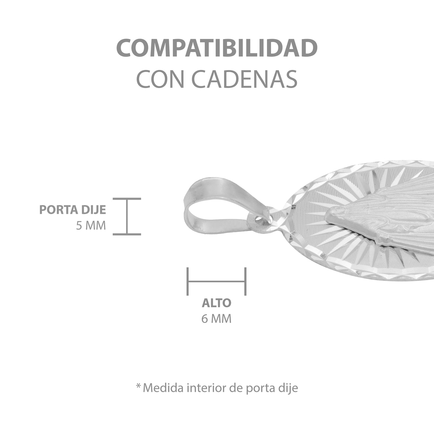 Dije Oval Diaman Estrella Virgen Milagrosa Plata 925 1.7 Cm