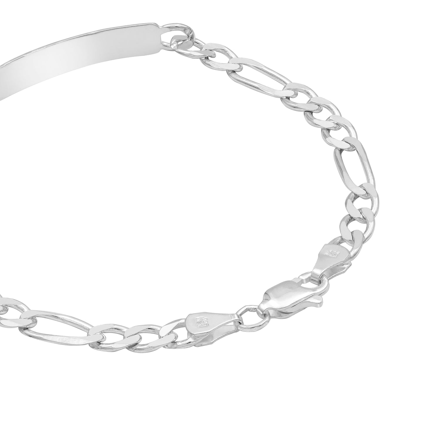 Esclava Hombre Pulsera Fígaro Plata 925 Placa Lisa 6 Mm