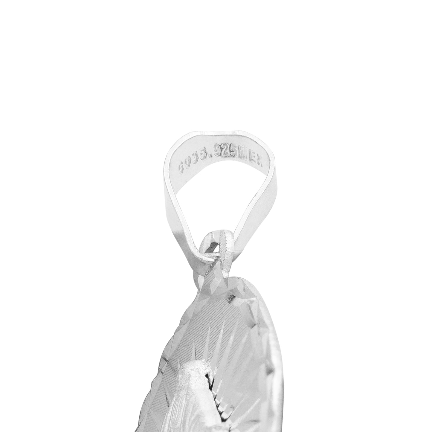 Dije Oval Diaman Estrella Virgen Milagrosa Plata 925 1.7 Cm