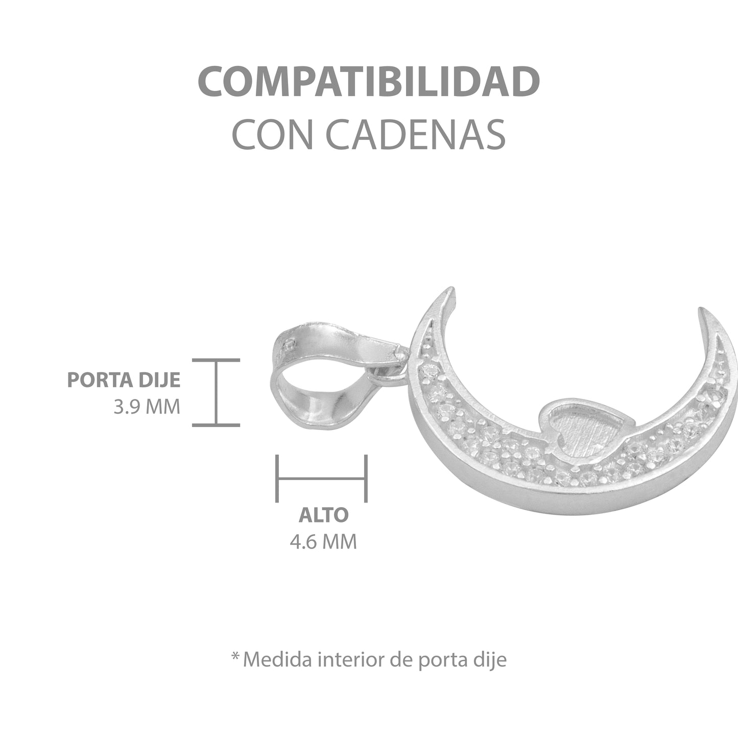 Dije Luna Corazón Zirconias Amor Regalo Mujer Plata 925