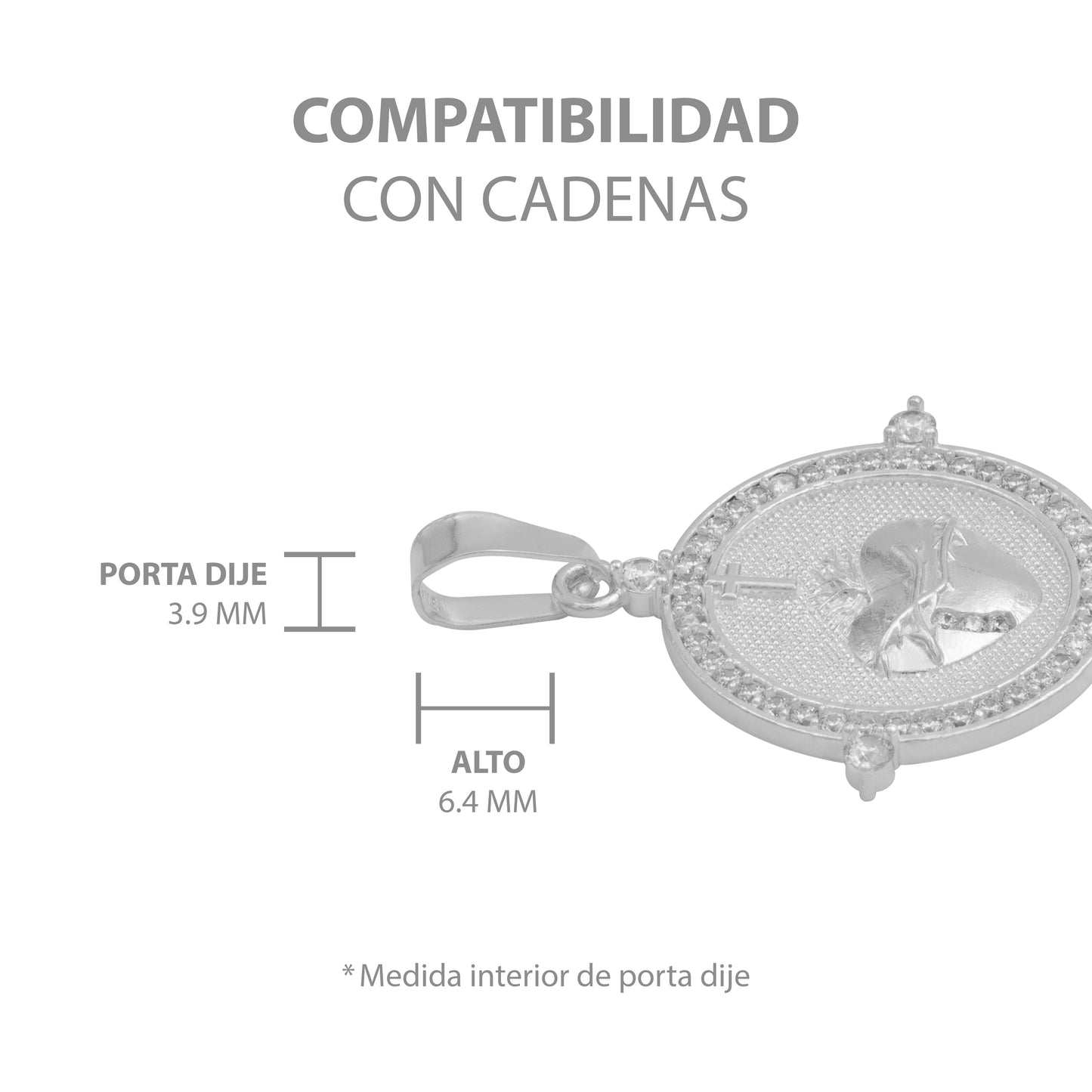 Dije Sagrado Corazón Jesus Cruz Zirconias Unisex Plata 925