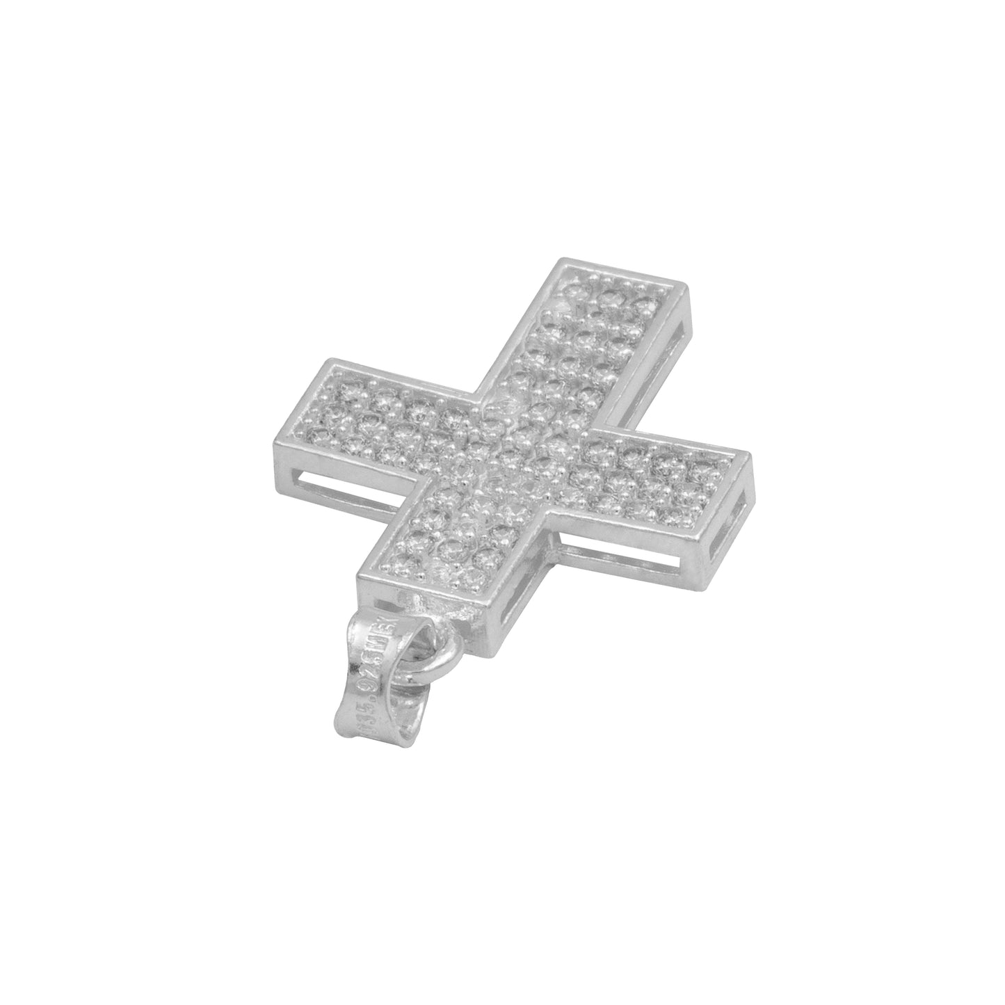Dije Cruz Simetrica Zirconias Unisex Plata 925 2.9 Cm