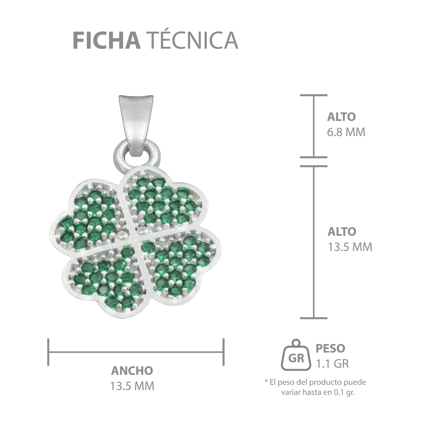 Dije Trebol Corazones Zirconias Amor Suerte Regalo Plata 925