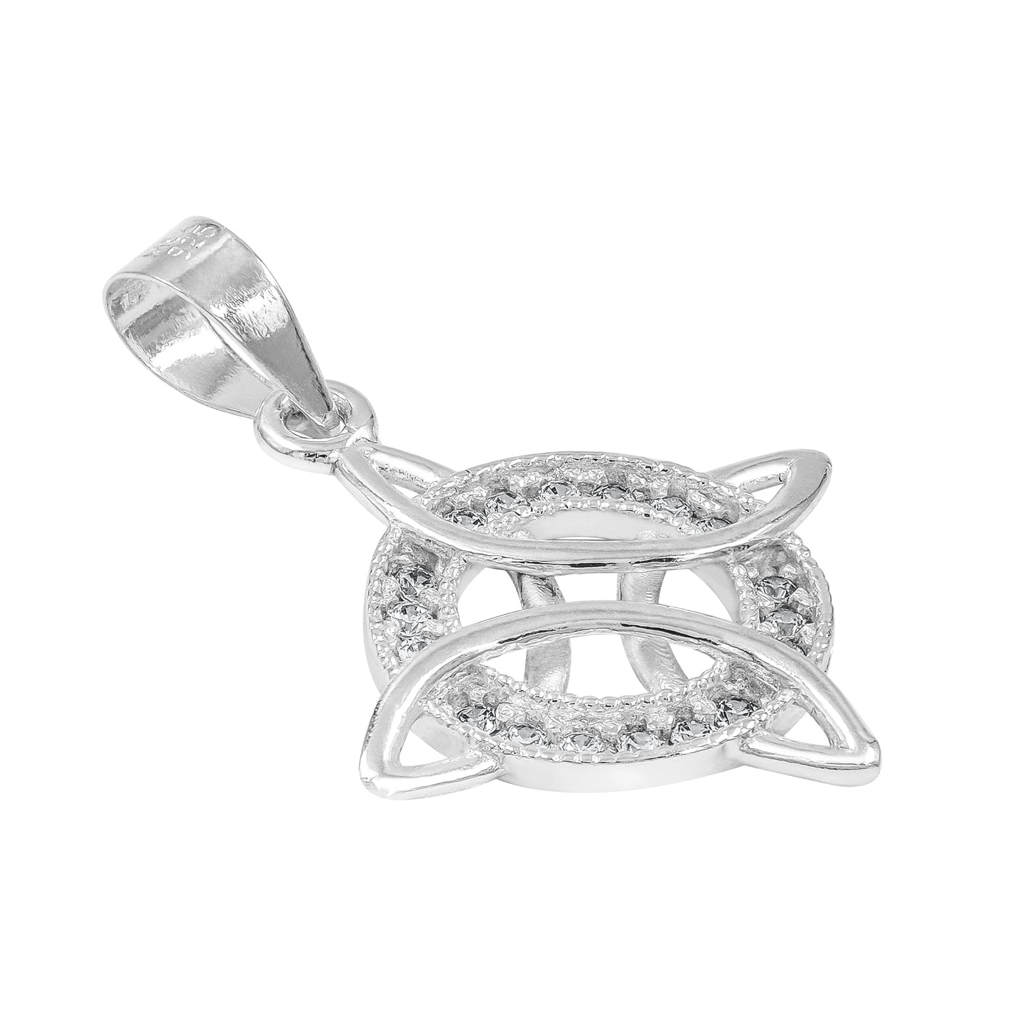 Dijes Nudo De Bruja Con Zirconia Plata S925+cadena Plata 925