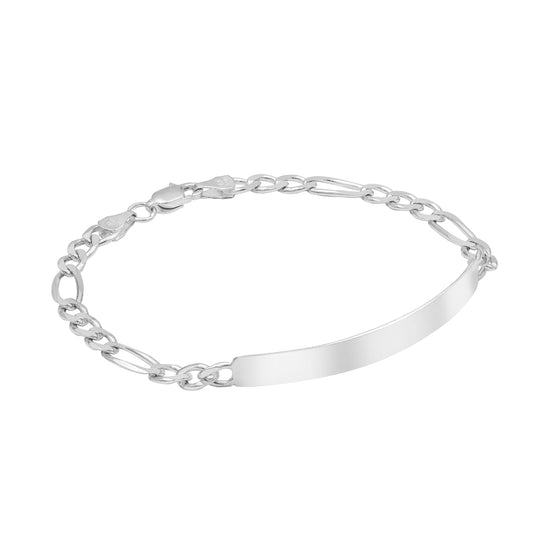 Esclava Hombre Pulsera Fígaro Plata 925 Placa Lisa 6 Mm