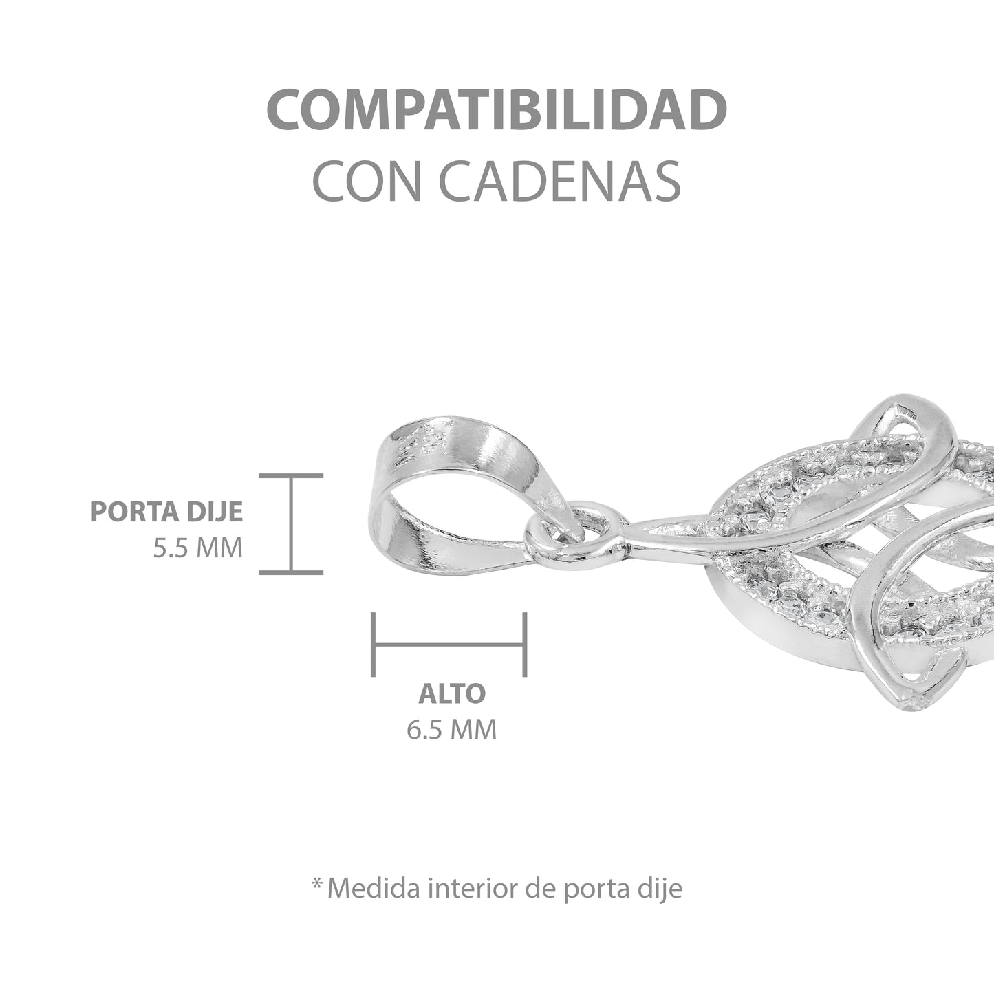 Dijes Nudo De Bruja Con Zirconia Plata S925+cadena Plata 925