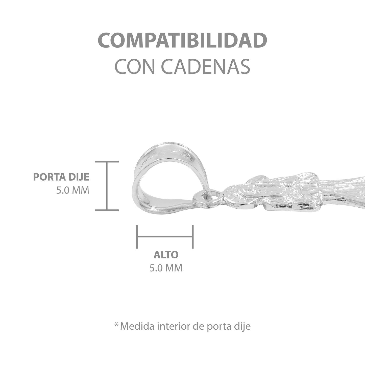 Collar Santa Muerte Hueca Troquelada Mini Plata Solida S925 Plateado