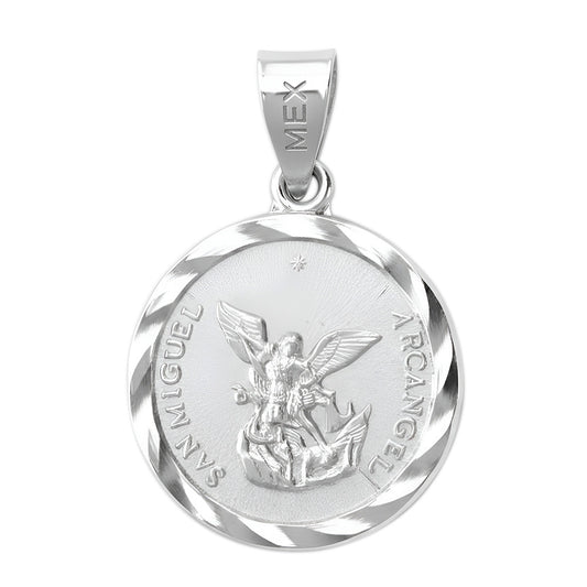 Dije Medalla San Miguel Arcangel Regalo Mediana Plata 925