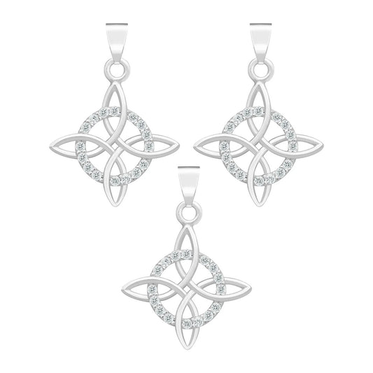 Pack 3 Nudo De Bruja Celta Con Zirconias Plata Ley 925