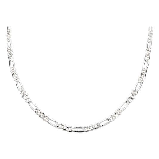 Cadena De Plata 925 Diamantada Hombre Fígaro 55 Cm X 4 Mm