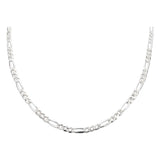 Cadena De Plata 925 Diamantada Hombre Fígaro 55 Cm X 4 Mm
