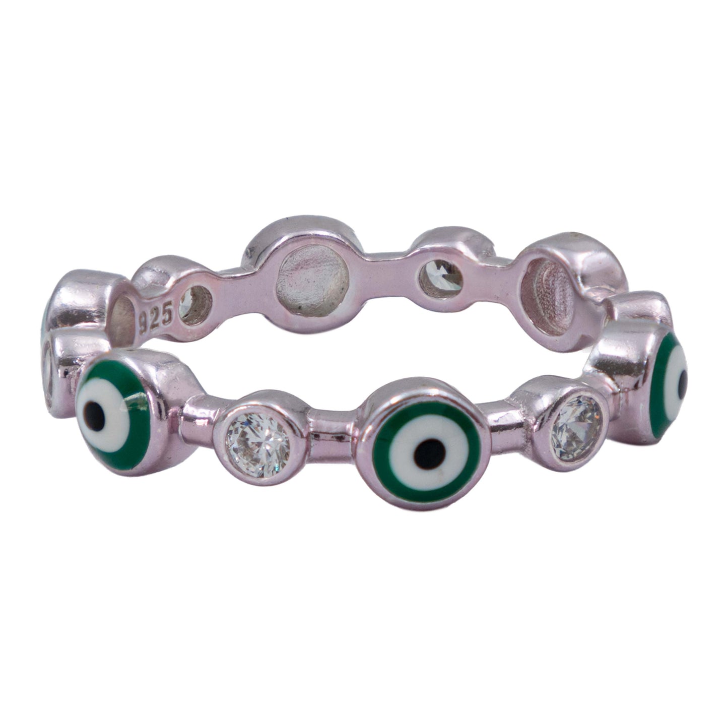 Anillo Ojo Turco Churumbela Completa Zirconias Plata 925