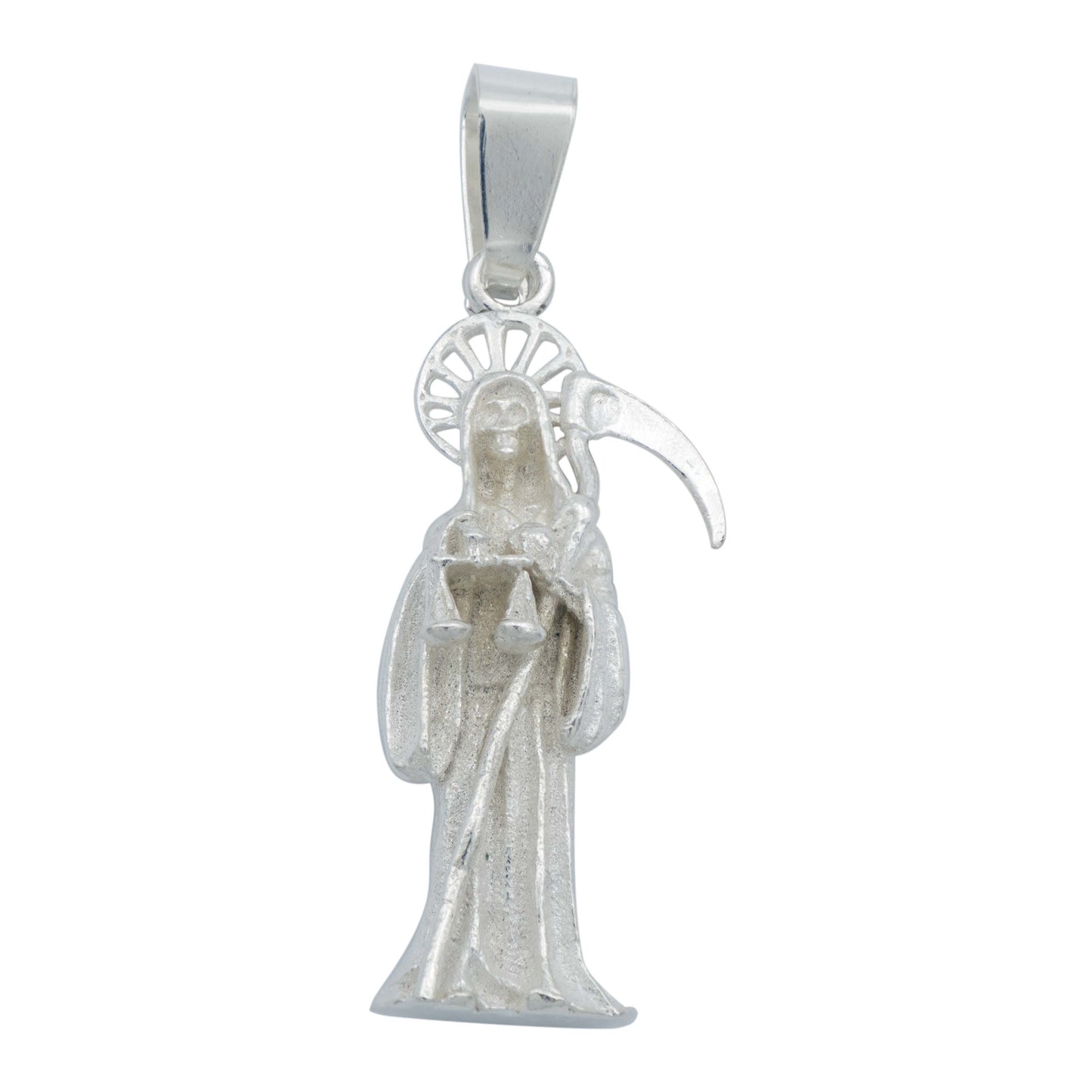 Dije Santa Muerte Liso Vista 3d Relleno De Plata Solida 925