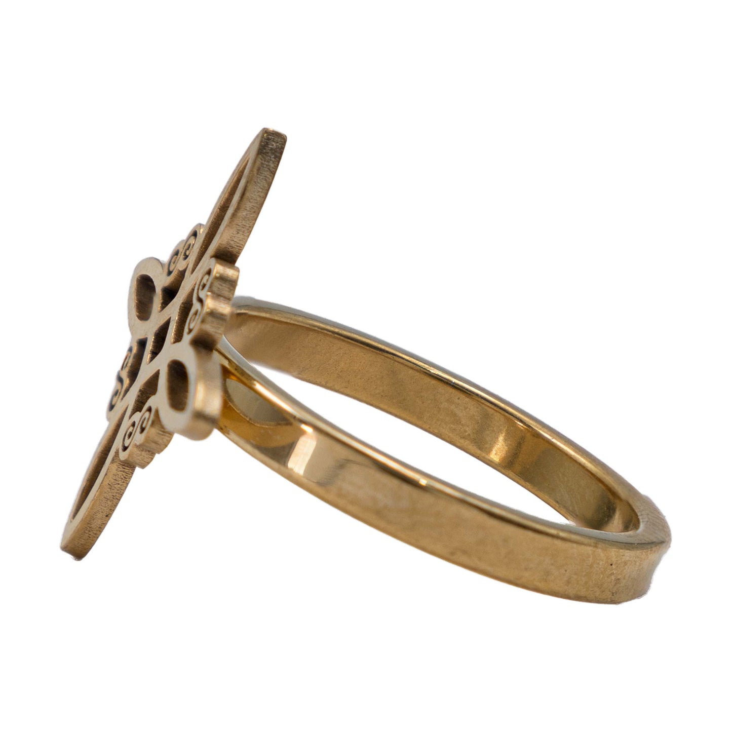 Anillo Nudo De Bruja Celta Laser Dorado Grande Hombre Mujer
