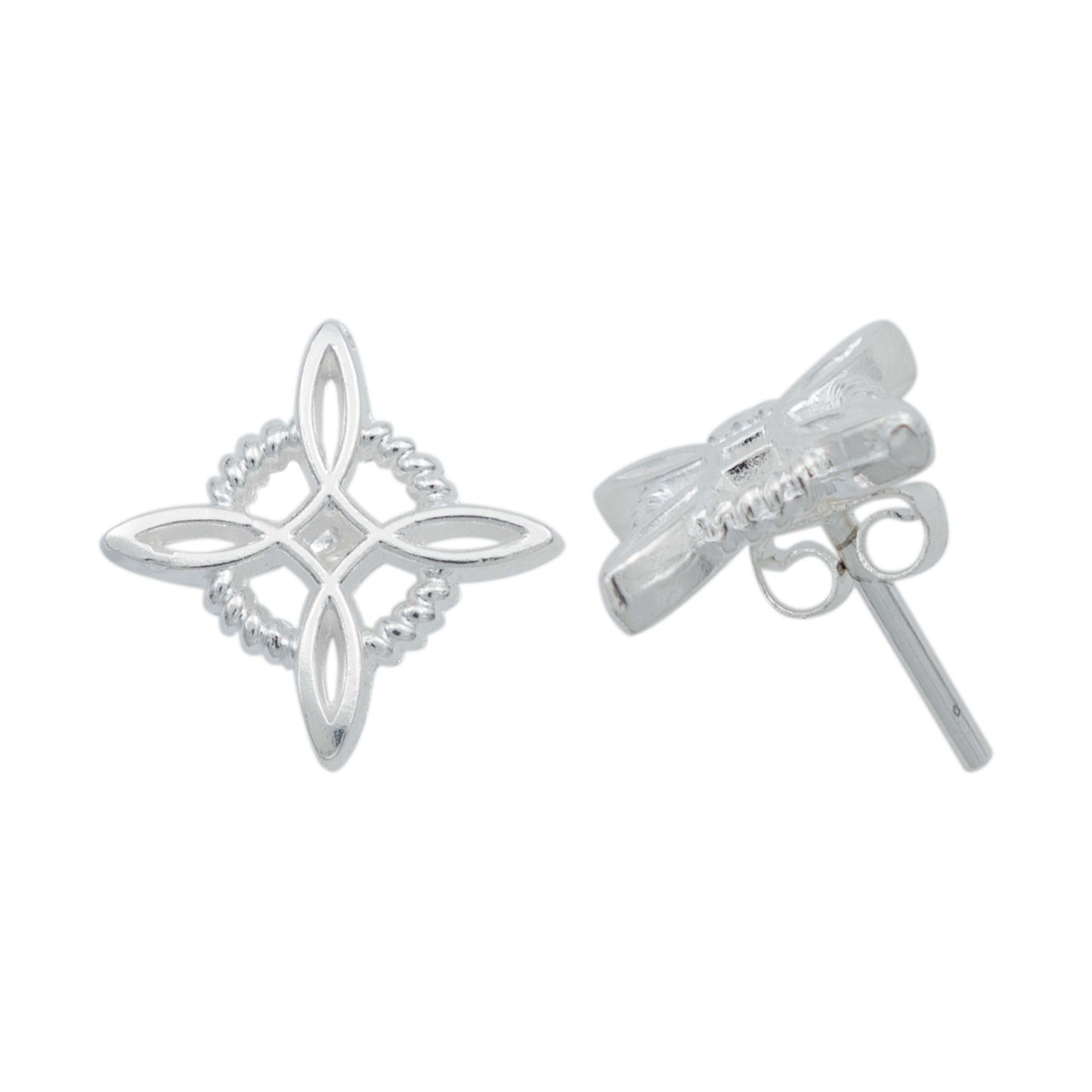 Arete Broquel Nudo Bruja Celta Clásico Liso Amuleto Plata925