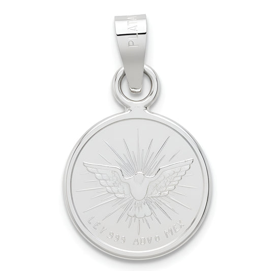 Dije Medalla Espiritu Santo Chica Plata Pura Ley 999
